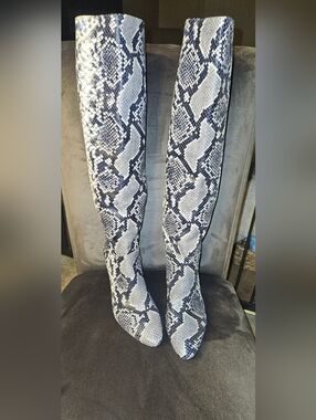 Marc Fisher Zadia Snake Print Knee-high Heeled Boots